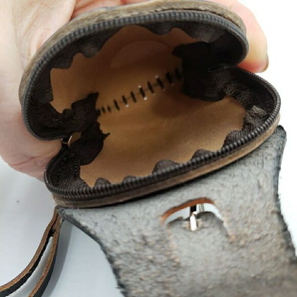 Sugar Skull Leather Wristlet Wallet Handmade Day of the Dead Coin Purse Keychain - Picture 8 of 15